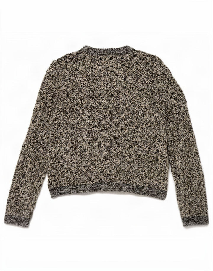 Maglione cardigan all'uncinetto da donna Zara UK 14 Poliestere chiazzato nero medio