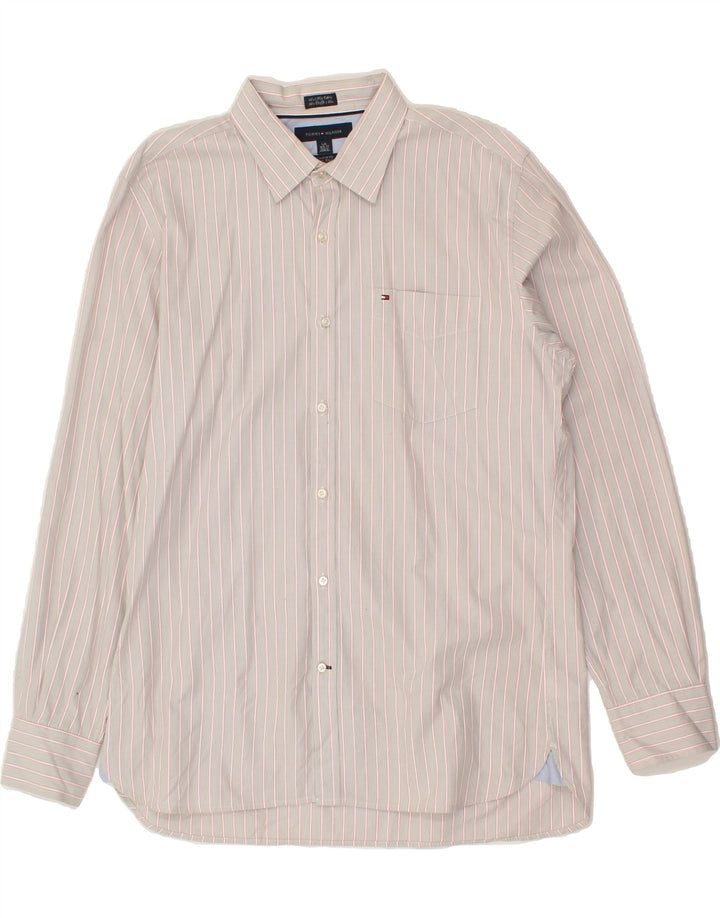 TOMMY HILFIGER Mens Coupe Ajustee Custom Fit Shirt Size 16 1/2  Large Grey Vintage Tommy Hilfiger and Second-Hand Tommy Hilfiger from Messina Hembry 