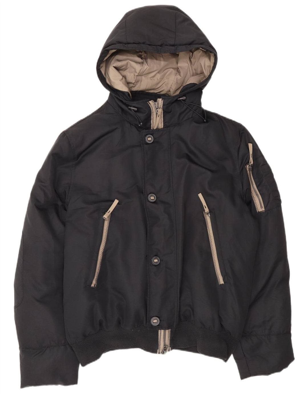 Giacca imbottita con cappuccio da uomo Benetton IT 54 2XL Poliestere nero