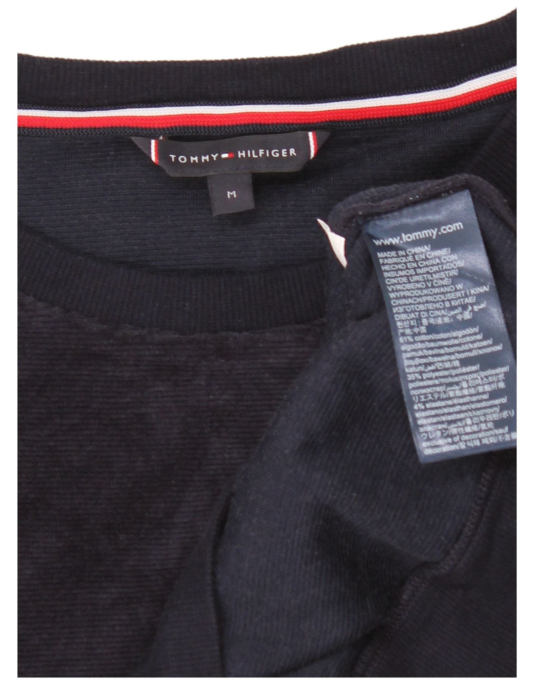 Tommy Hilfiger Uomo Felpa in velluto grafico Maglione medio blu navy