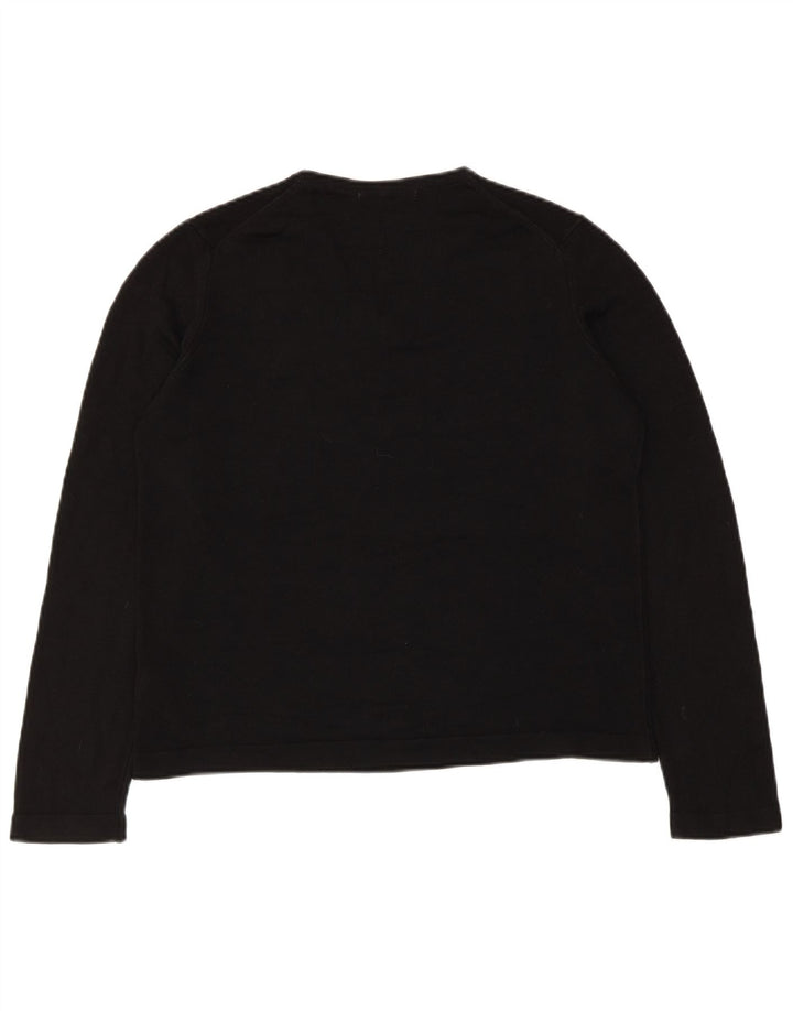 Top corto da donna Marks & Spencer a maniche lunghe UK 14 medio nero acrilico