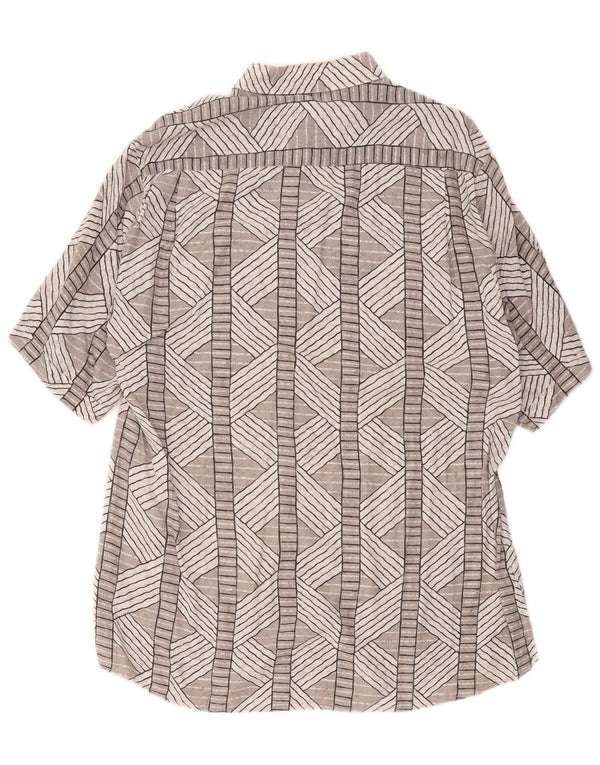 Vintage Mens Short Sleeve Shirt XL Grey Geometric