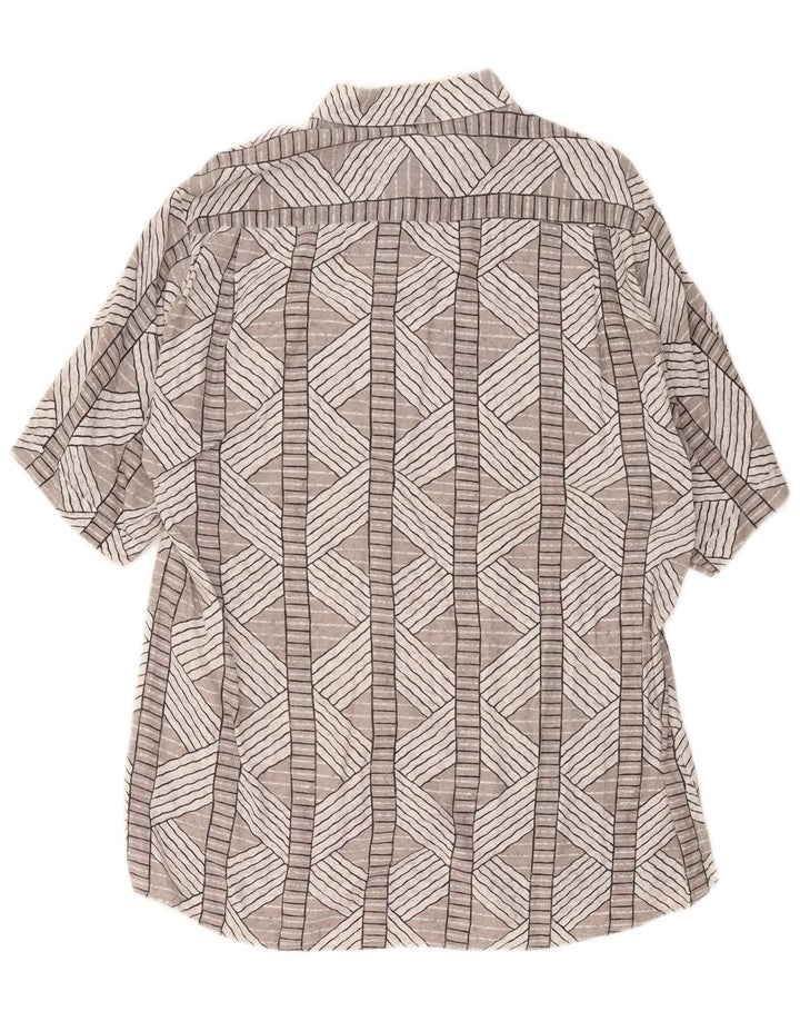 Camicia vintage da uomo a maniche corte XL grigia geometrica