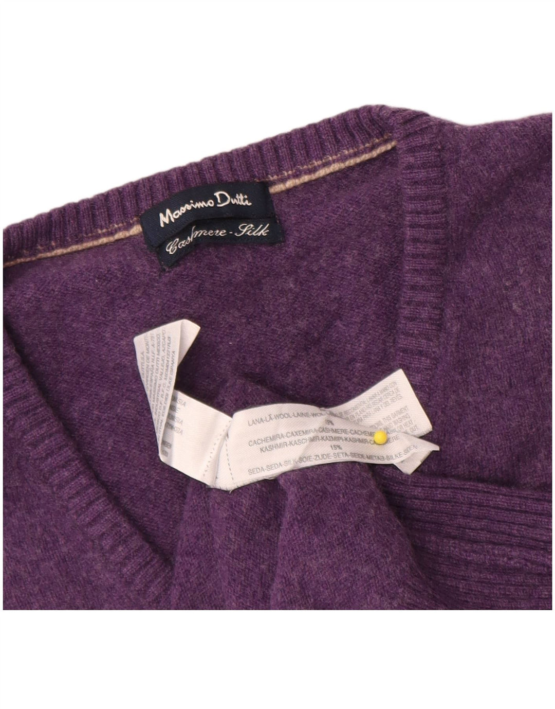 Massimo Dutti Maglione da uomo con scollo a V XL in lana viola