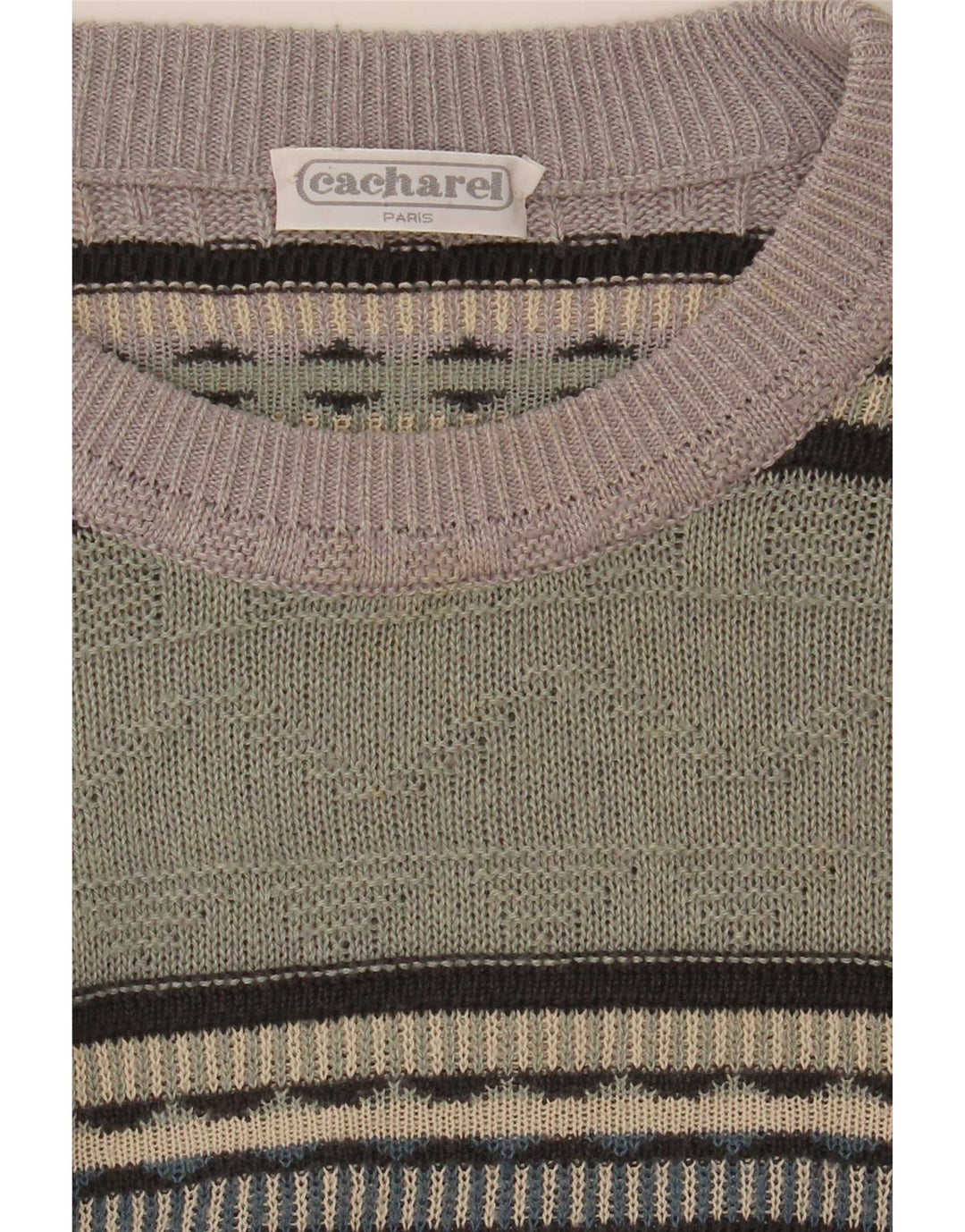 Maglione maglione girocollo da uomo Cacharel EU 52 Large Green Colourblock