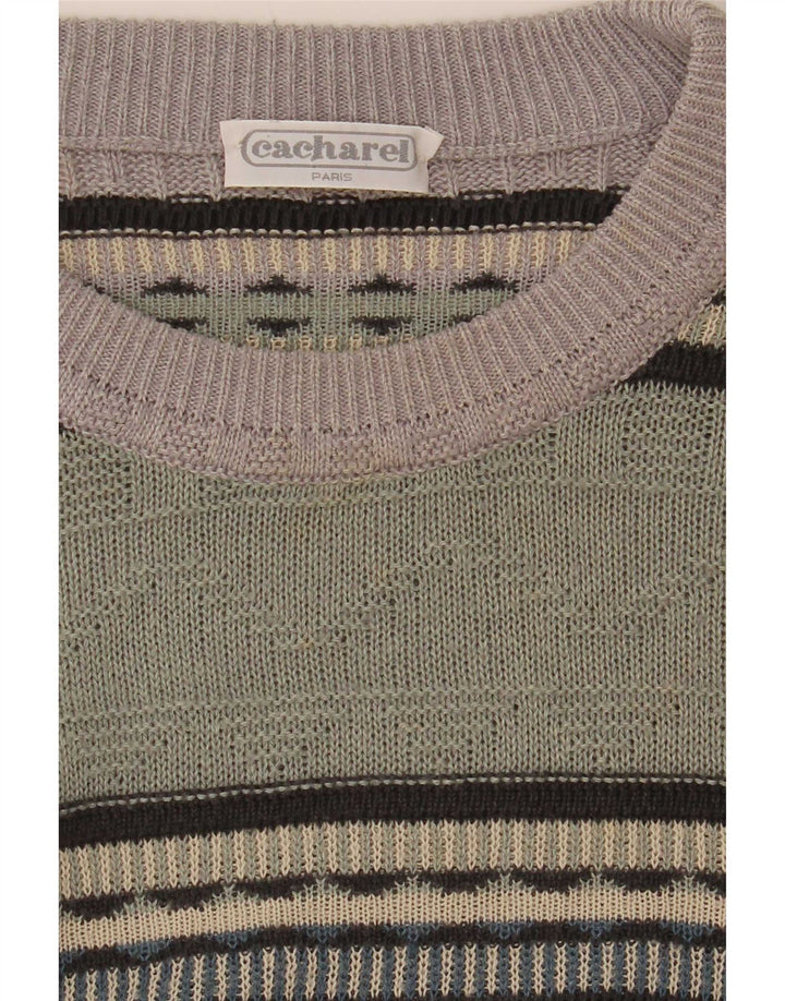 Maglione maglione girocollo da uomo Cacharel EU 52 Large Green Colourblock