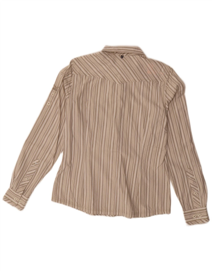 Camicia da donna SALEWA UK 10 piccolo cotone a righe beige