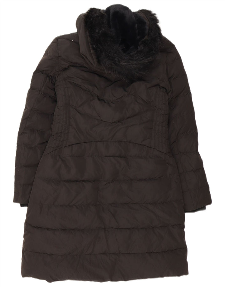 Cappotto imbottito con cappuccio da donna Zara UK 14 poliestere nero medio