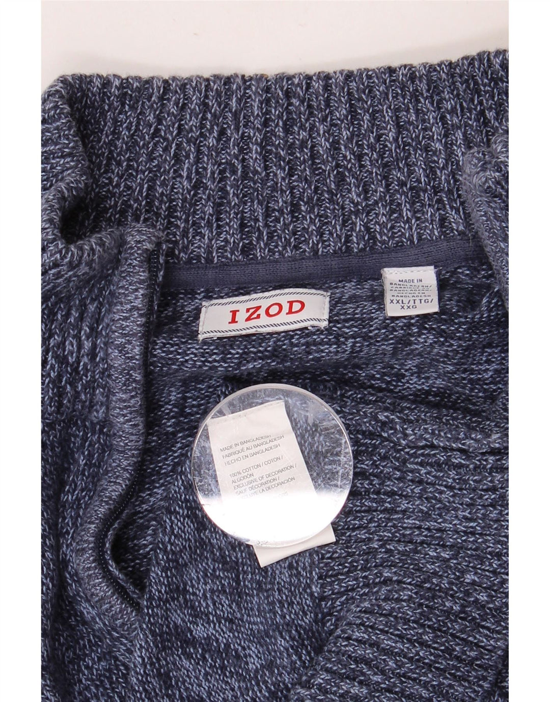 Maglione da uomo con zip e collo IZOD 2XL in cotone screziato blu navy