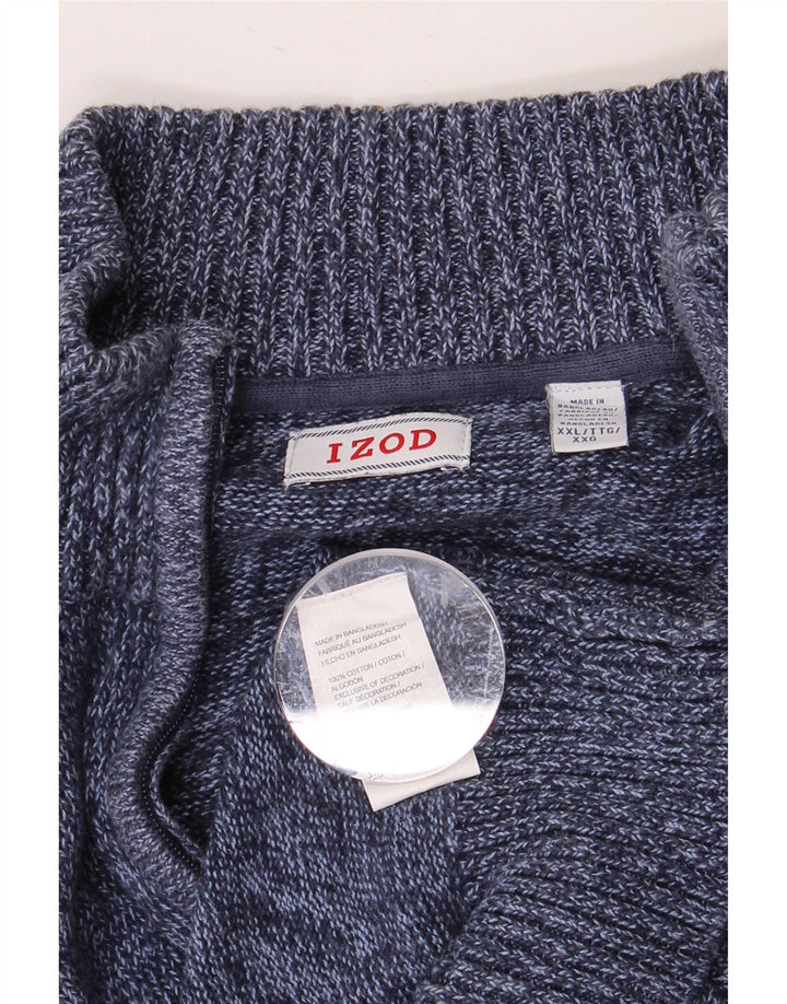 Maglione da uomo con zip e collo IZOD 2XL in cotone screziato blu navy