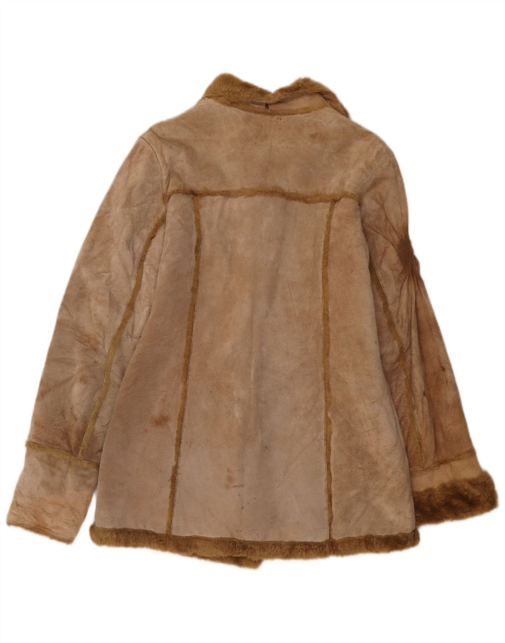 Giubbotto in shearling da donna Zara UK 14 in pelle beige medio