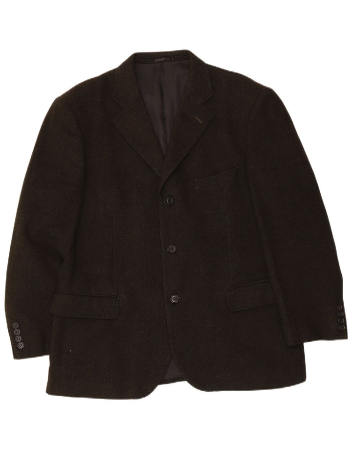 Giacca blazer vintage da uomo a 3 bottoni IT 54 2XL Cachemire a spina di pesce kaki