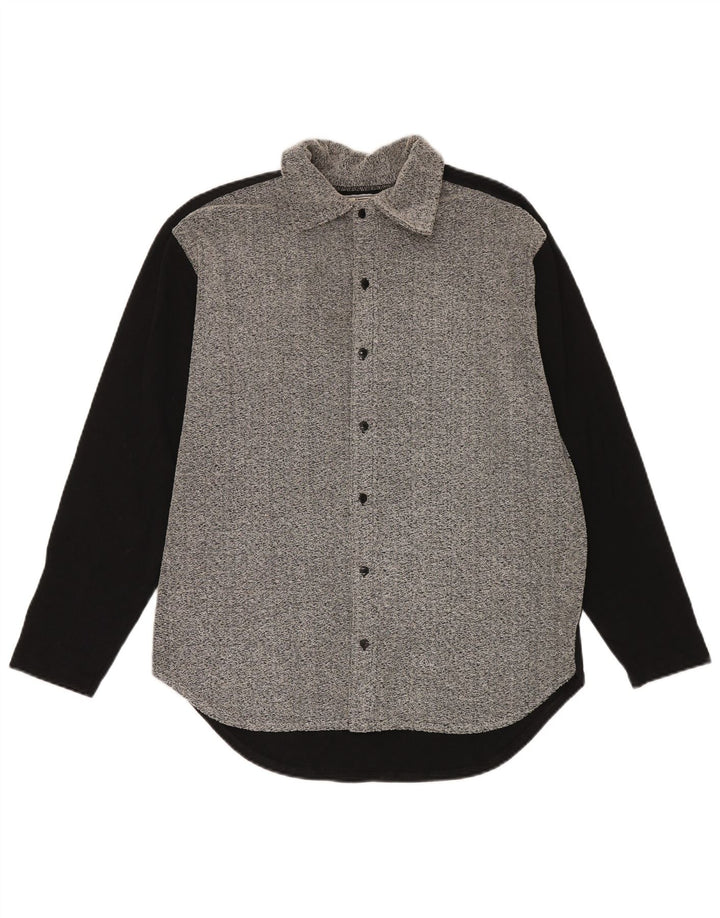 Camicia da uomo vintage in acrilico color block grigio medio