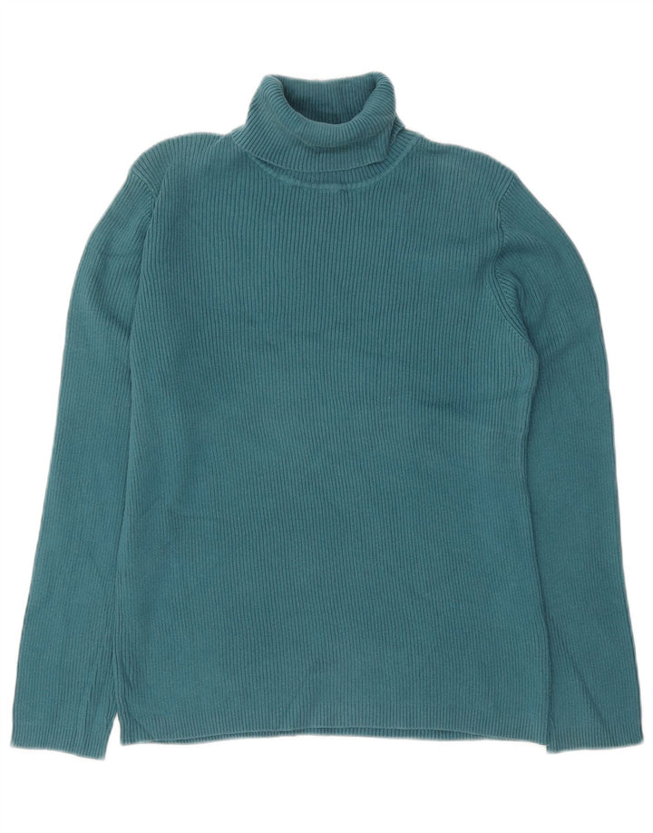 Maglione maglione collo alto da donna ORVIS UK 16 grande cotone blu