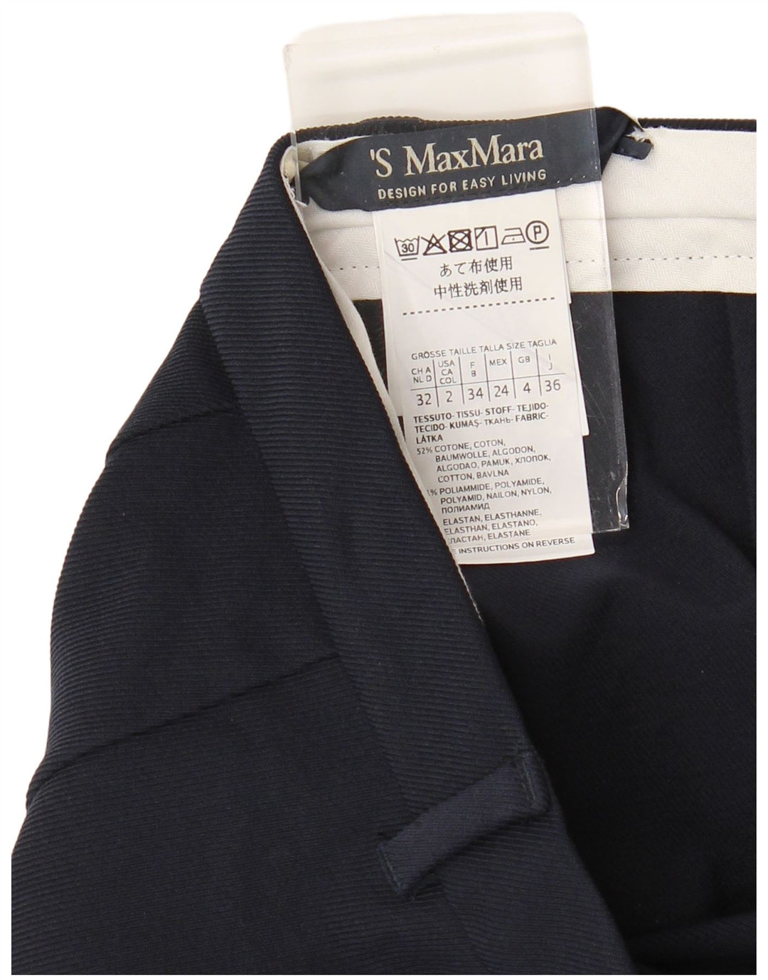 Pantaloni da abito bootcut da donna MAX MARA UK 4 XS W26 L25 cotone blu navy