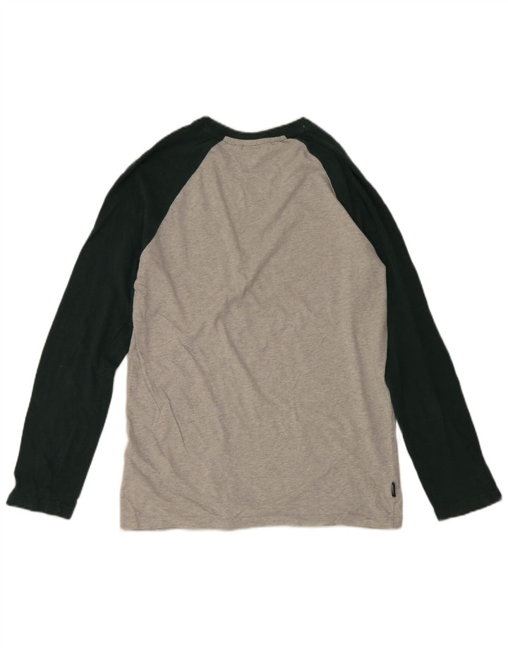 Top da uomo Superdry a maniche lunghe in cotone color block grigio medio