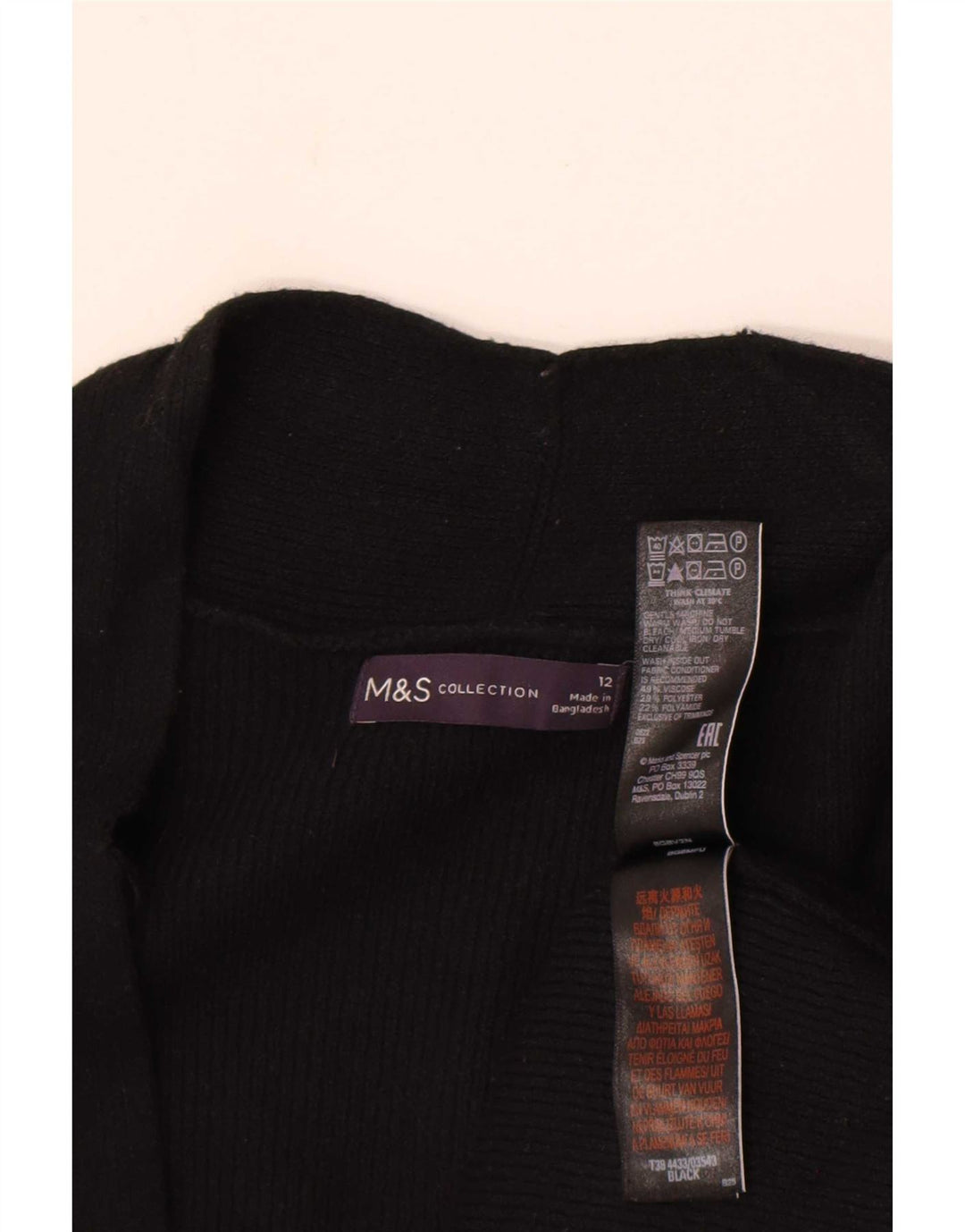 Maglione cardigan aperto lungo da donna Marks & Spencer UK 12 medio nero