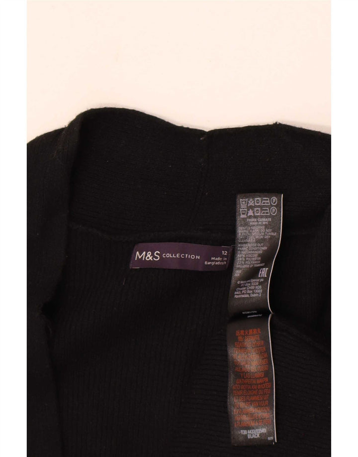 Maglione cardigan aperto lungo da donna Marks & Spencer UK 12 medio nero
