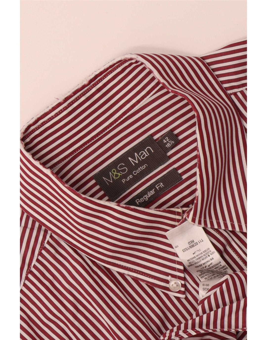 Camicia da uomo Marks & Spencer vestibilità regolare taglia 42 16 1/2 grande gessato rosso