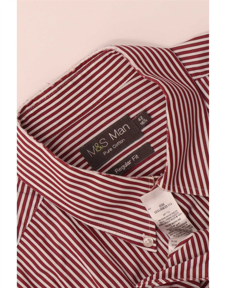 Camicia da uomo Marks & Spencer vestibilità regolare taglia 42 16 1/2 grande gessato rosso