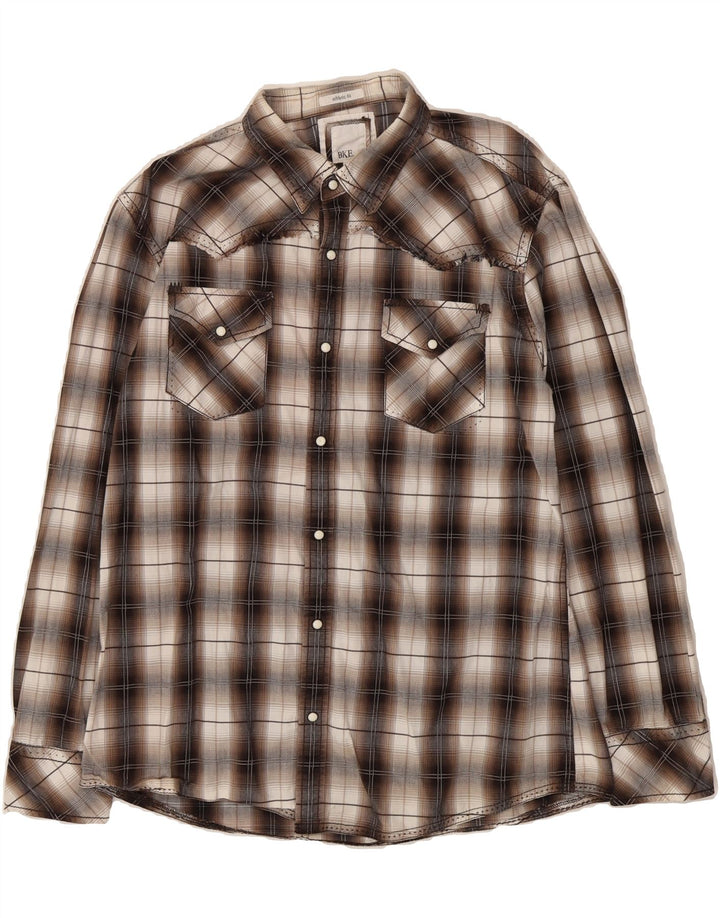 BKE Mens Athletic Fit  Shirt XL Brown Plaid Cotton Vintage BKE and Second-Hand BKE from Messina Hembry 