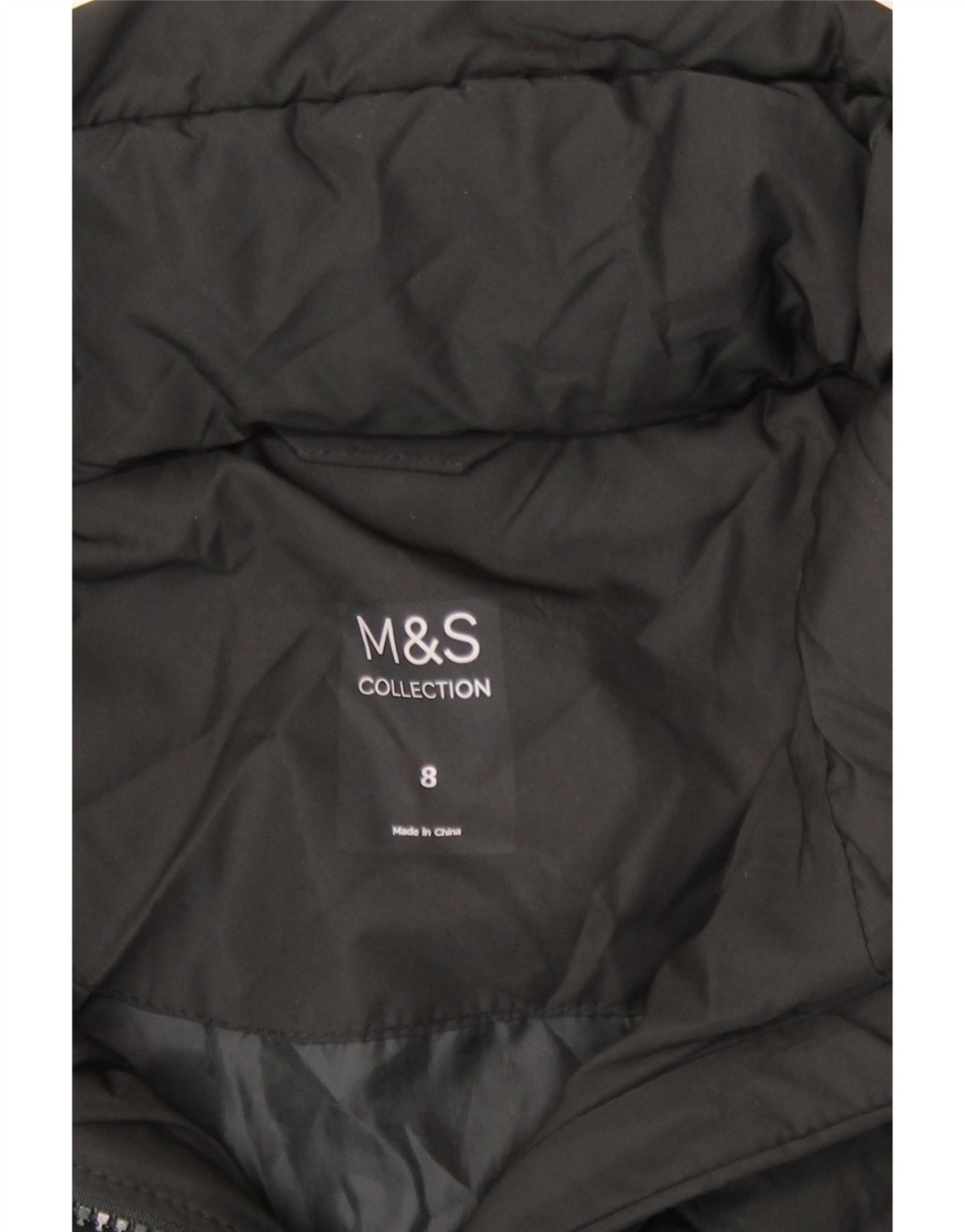 Giacca imbottita con cappuccio da donna Marks & Spencer UK 8 piccola poliestere nero