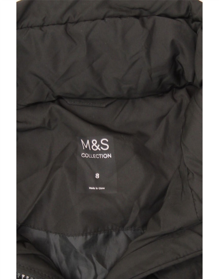 Giacca imbottita con cappuccio da donna Marks & Spencer UK 8 piccola poliestere nero