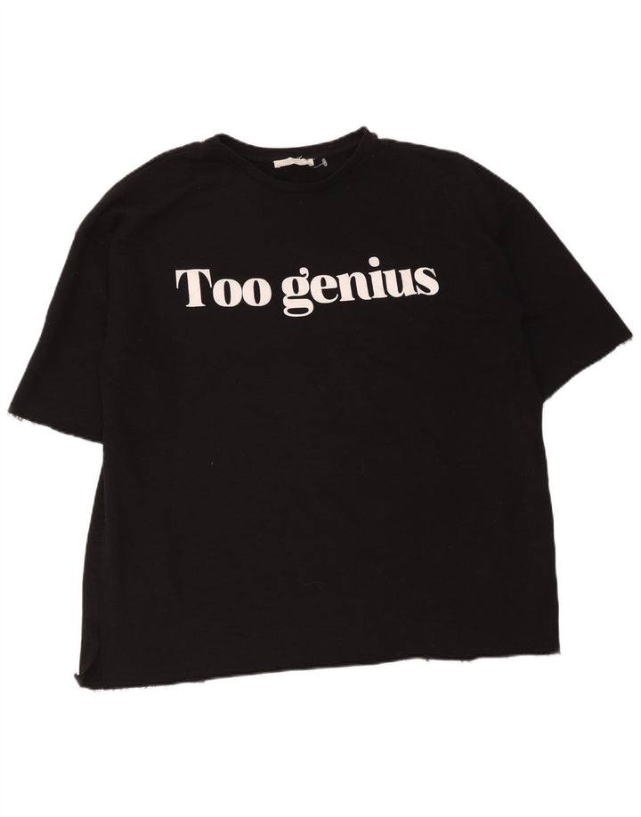 T-shirt grafica oversize da donna Zara Trafaluc UK 14 media nera