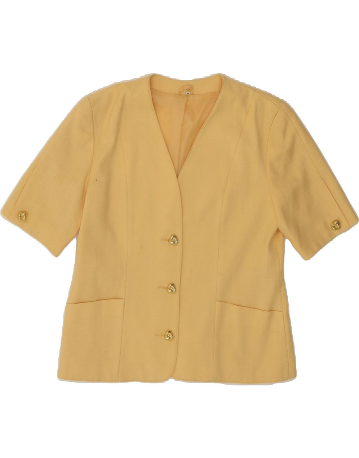 AVENUE Womens 3 Button Short Sleeve Blazer Jacket UK 14 Large Yellow Vintage Avenue and Second-Hand Avenue from Messina Hembry 