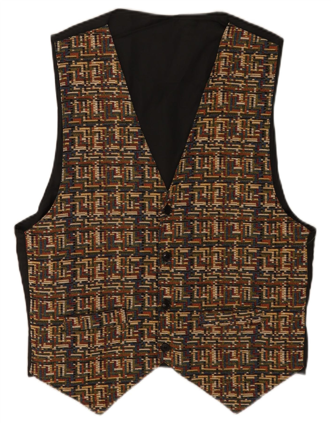 Gilet da uomo vintage grande poliestere geometrico marrone