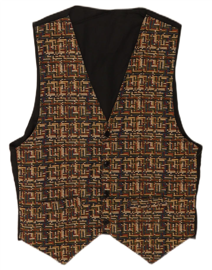 Gilet da uomo vintage grande poliestere geometrico marrone