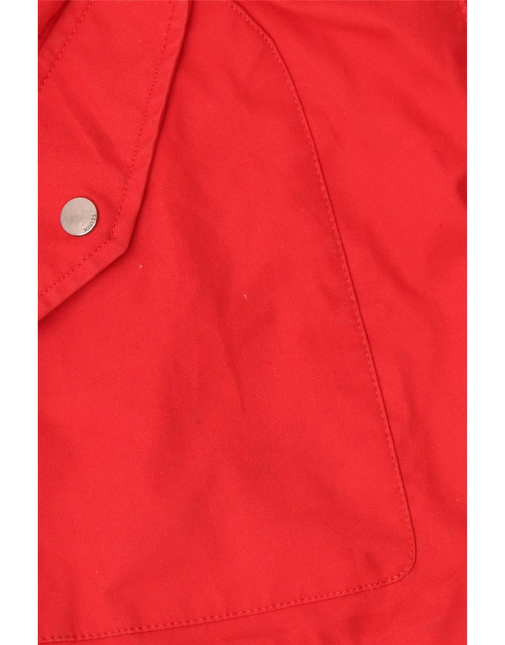 Giacca antipioggia oversize con cappuccio da donna Joules UK 18 XL rosso cotone