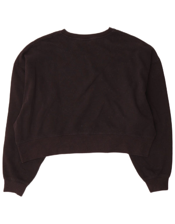 Dkny Donna Crop Oversize Felpa Maglione UK 10 Piccolo Cotone Nero
