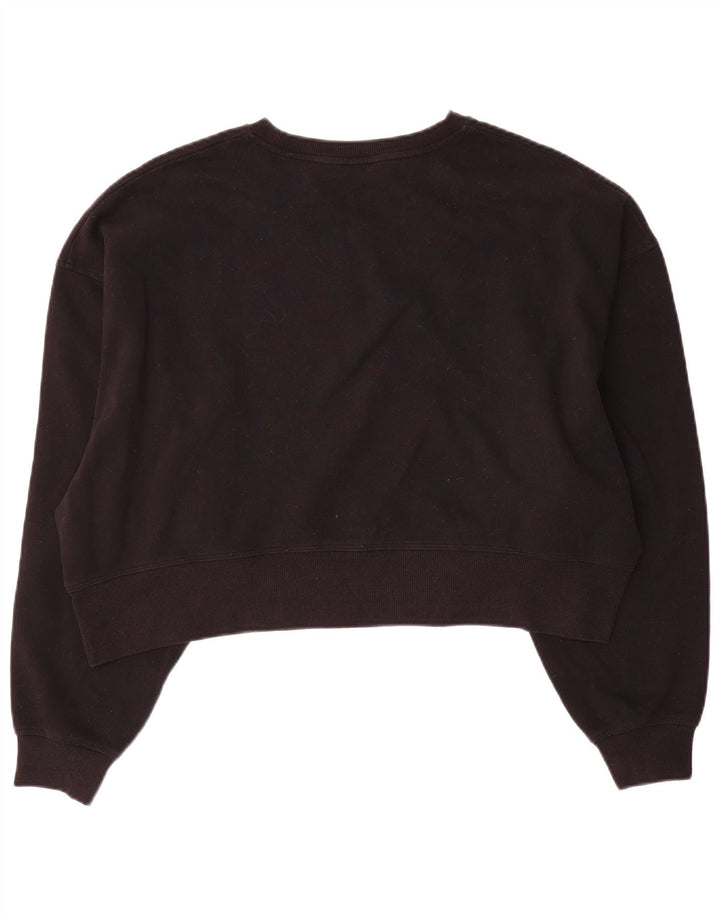 Dkny Donna Crop Oversize Felpa Maglione UK 10 Piccolo Cotone Nero