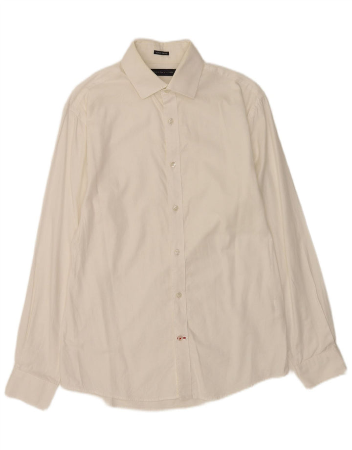 Camicia slim fit da uomo Tommy Hilfiger taglia 15 cotone bianco medio