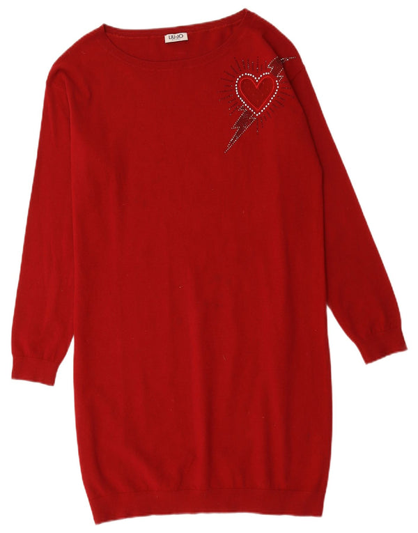 Abito maglione a maniche lunghe con grafica da donna Liu Jo UK 12 rosso medio