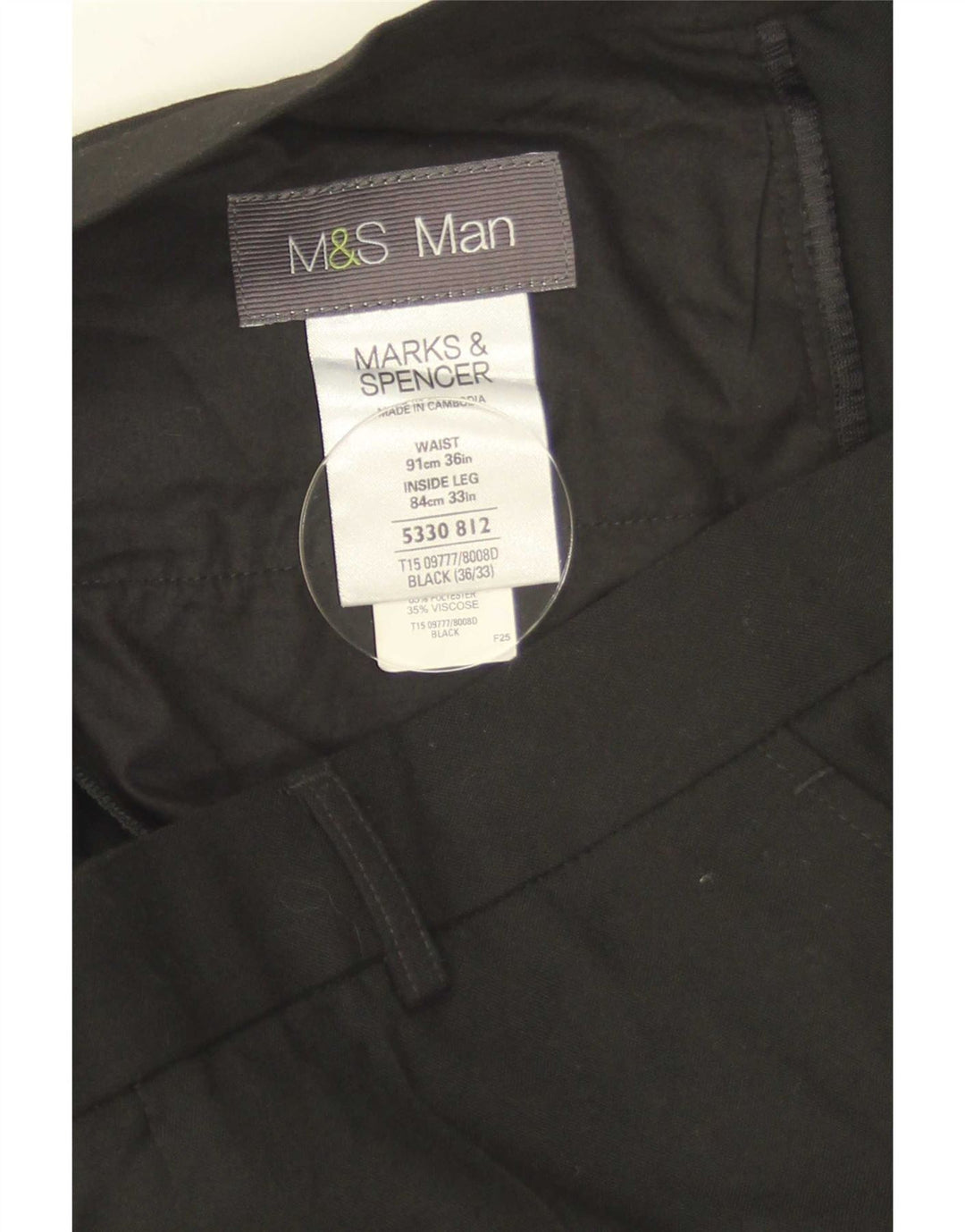 Pantaloni da abito dritti da uomo Marks & Spencer W36 L33 poliestere nero