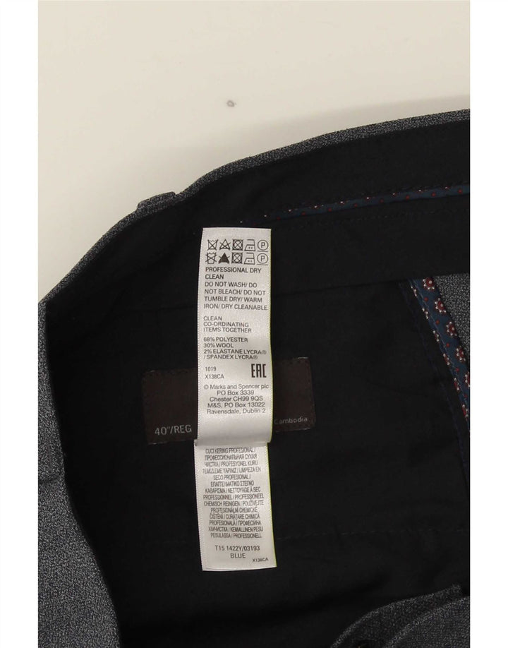 Pantaloni da abito regolari da uomo Marks & Spencer W40 L31 poliestere blu