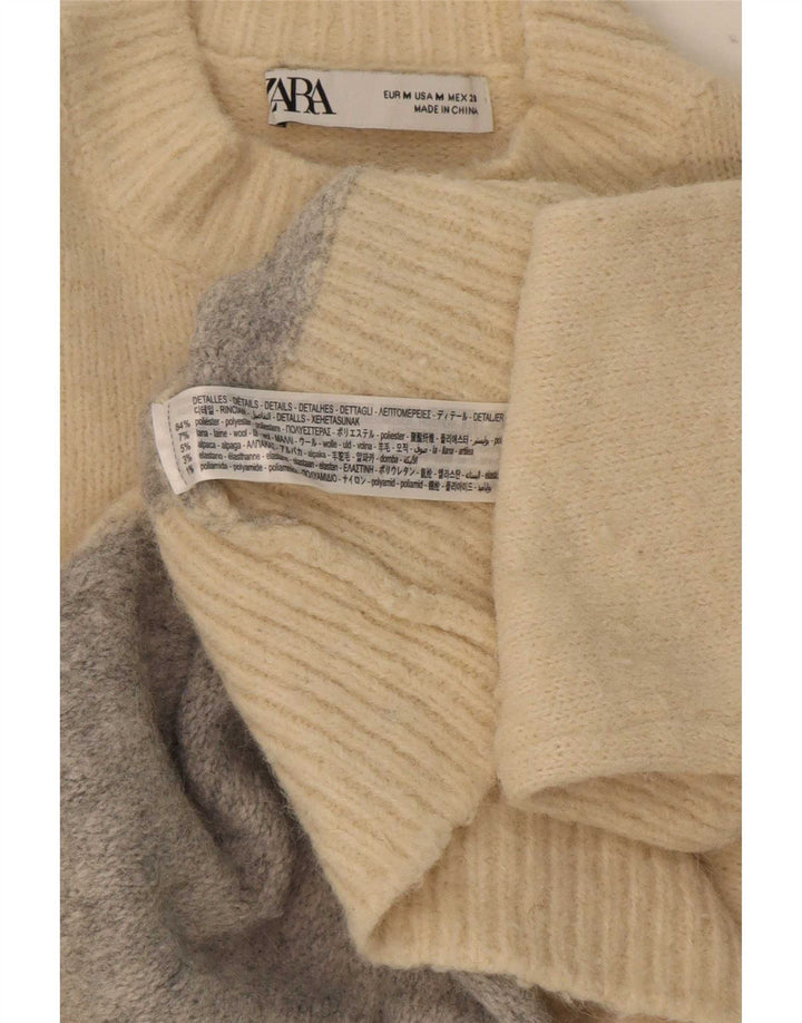 Maglione a collo alto da donna Zara UK 14 Blocco colore beige medio