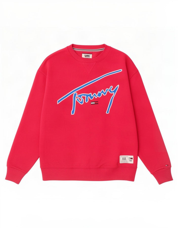Tommy Hilfiger Felpa grafica da uomo Maglione piccolo cotone rosa
