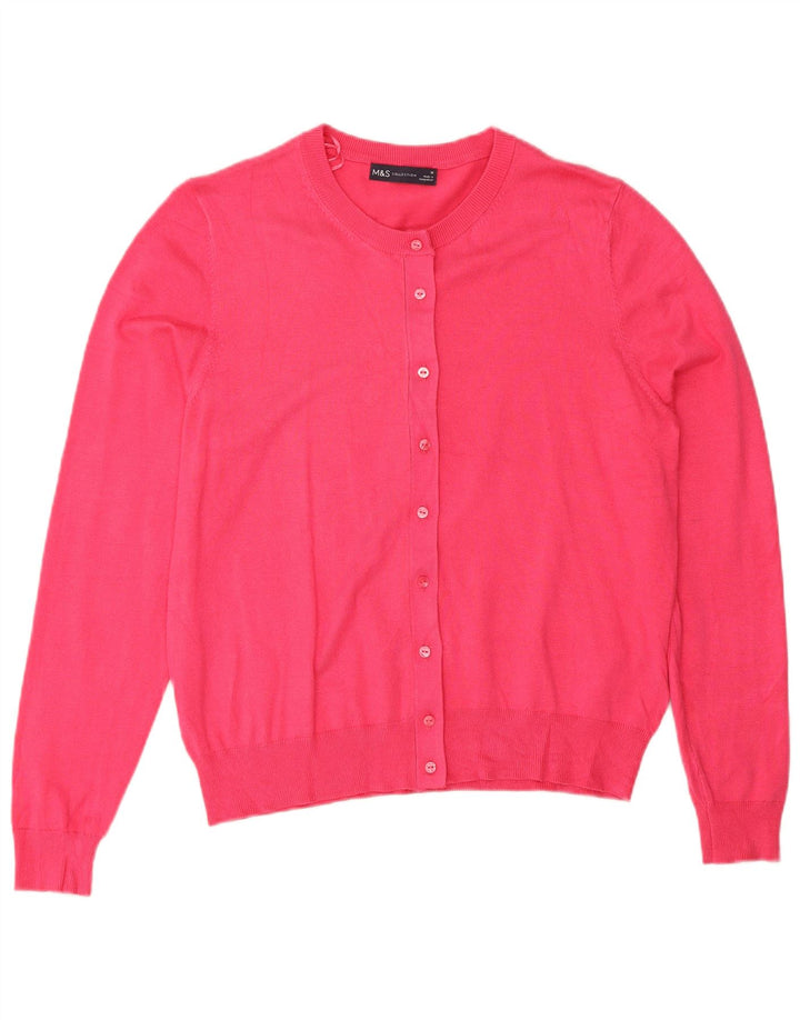 Maglione cardigan da donna Marks & Spencer UK 16 Large Rosa Viscosa