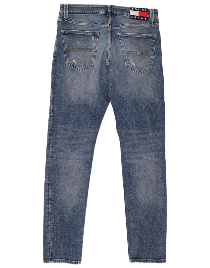 Jeans slim invecchiati da uomo Tommy Hilfiger W30 L34 cotone blu