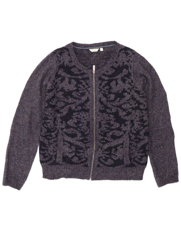 Maglione cardigan da donna Fat Face UK 14 Grande acrilico Paisley blu navy