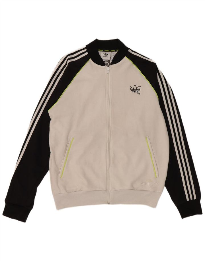 Giacca da tuta da uomo Adidas Large bianca in poliestere color block