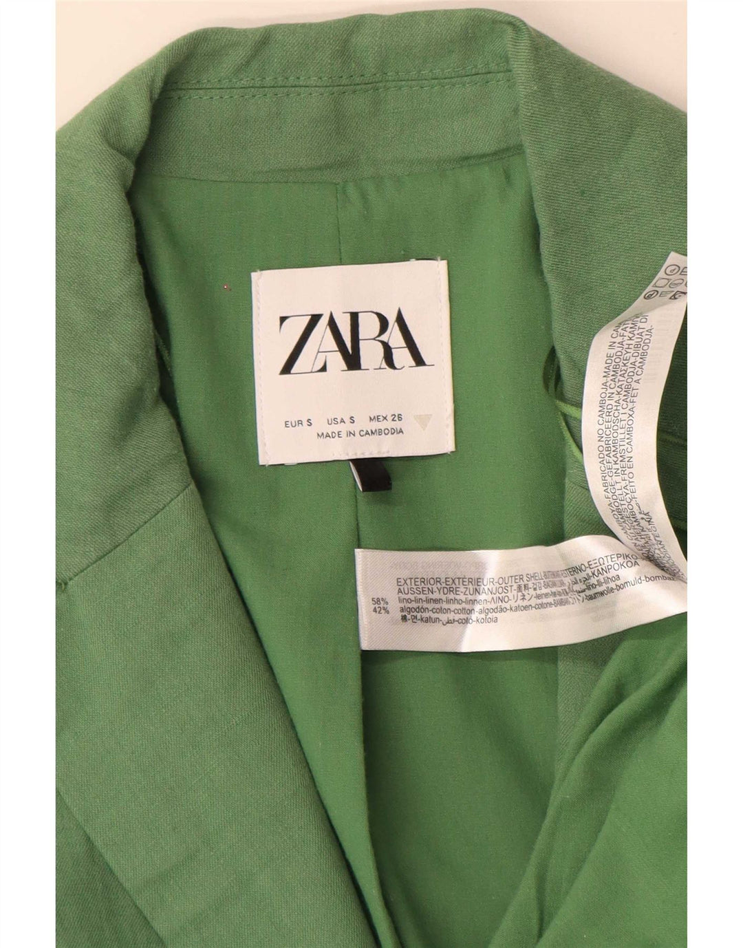 Giacca blazer oversize a 2 bottoni da donna Zara UK 10 piccola in lino verde