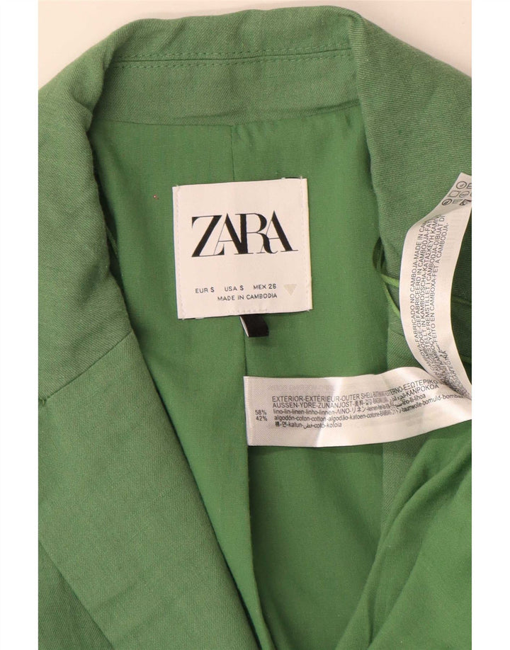 Giacca blazer oversize a 2 bottoni da donna Zara UK 10 piccola in lino verde