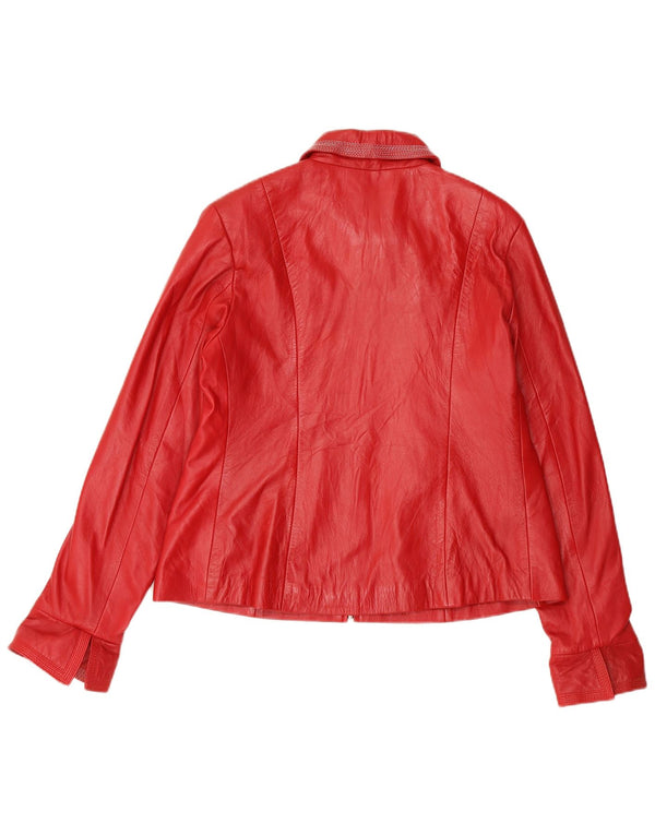 Giacca in pelle vintage da donna UK 24 4XL Rossa