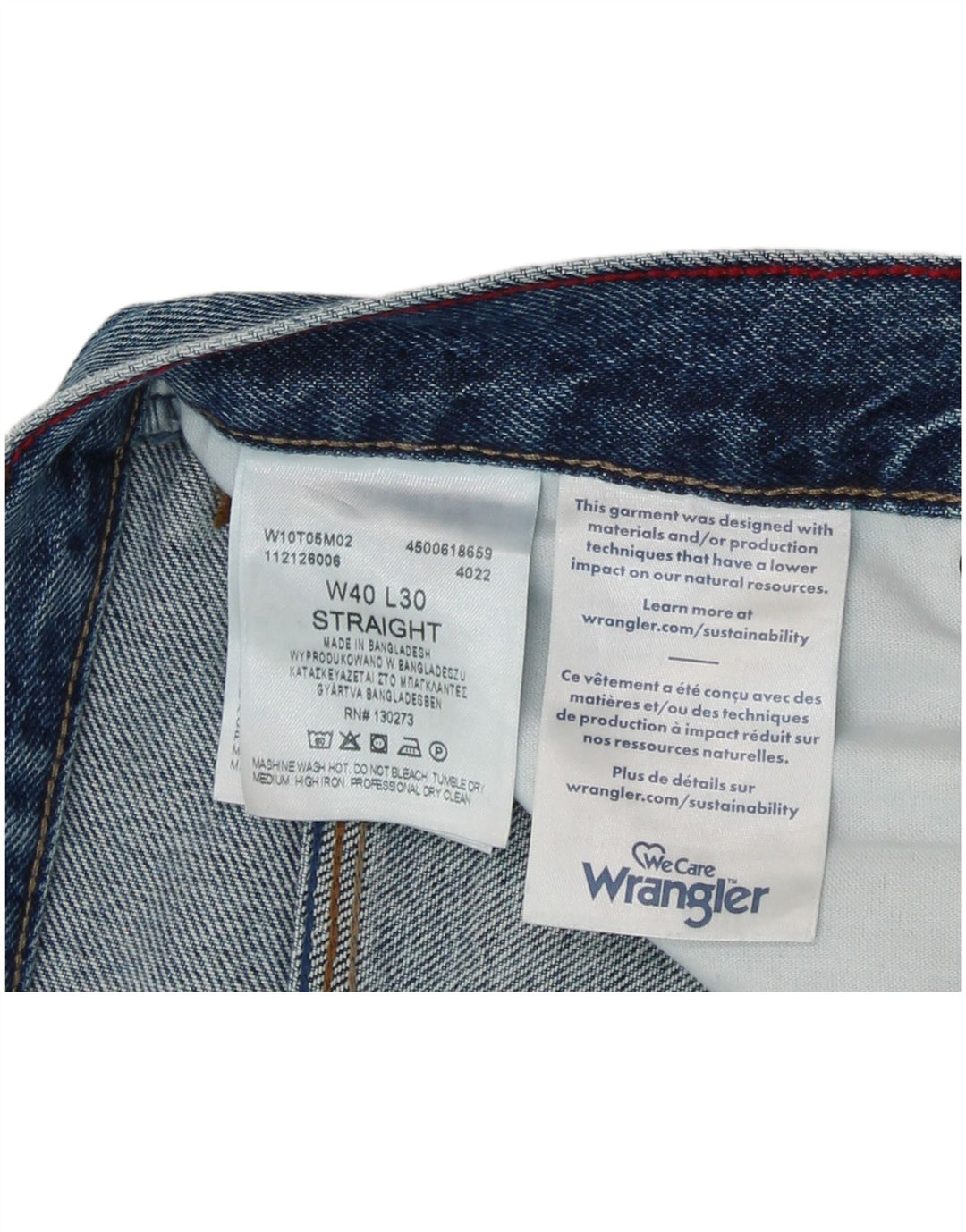 Jeans dritti da uomo Wrangler W40 L27 cotone blu