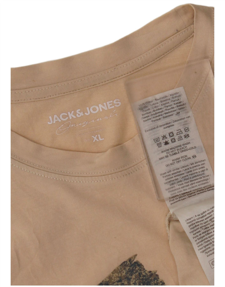 JACK & JONES T-shirt grafica da uomo XL in cotone beige