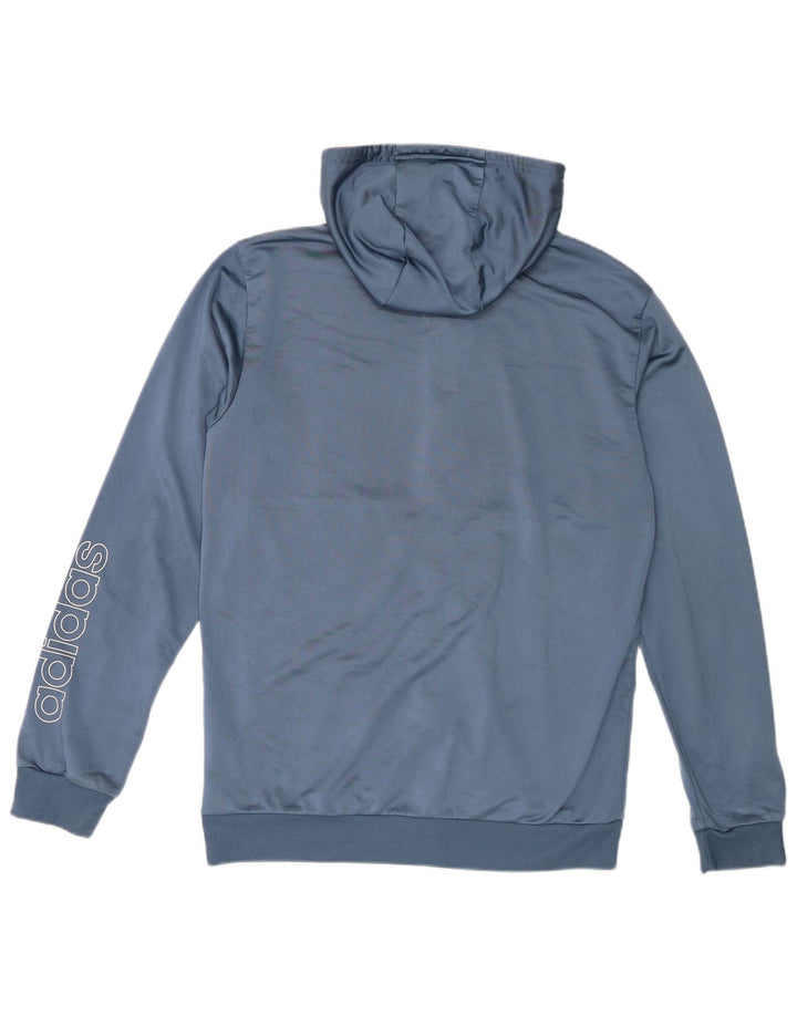 Maglione con cappuccio e zip da uomo Adidas in poliestere blu medio